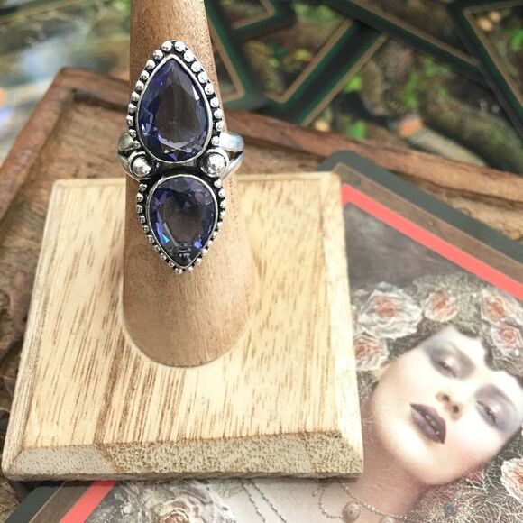 Tanzanite Sterling Silver Ring Size 8 - Picture 2 of 4